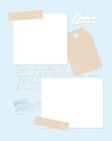 Reminder blue collage vintage template for note, to-do list, reminder, checklist, stamp imprint, Scrapbooking. vector