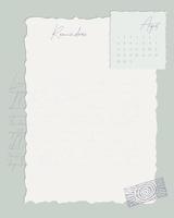 Reminders Calendar August 2022 To do list , template, blank, stamp, scrapbooking, plans, vintage. vector