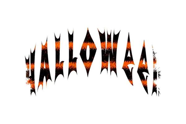 Halloween inscription yellow and black color.