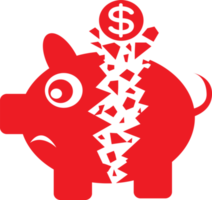 Broken Piggy Bank icon sign design png