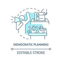 Democratic planning turquoise concept icon. Land-use planning abstract idea thin line illustration. Engaging community. Isolated outline drawing. Editable stroke vector