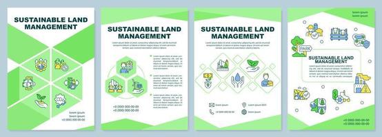 Sustainable land management brochure template. Eco-friendly approach. Leaflet design with linear icons. 4 vector layouts for presentation, annual reports.