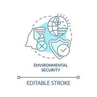 Environmental security turquoise concept icon. State protection against disasters abstract idea thin line illustration. Isolated outline drawing. Editable stroke. vector