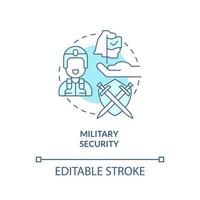 Military security turquoise concept icon. Armed forces. Element of national safety abstract idea thin line illustration. Isolated outline drawing. Editable stroke. vector