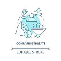 Comparing threats turquoise concept icon. Analysing risks. National security service abstract idea thin line illustration. Isolated outline drawing. Editable stroke. vector