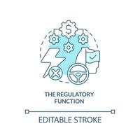 función reguladora icono de concepto turquesa. sistema de leyes seguridad económica nacional idea abstracta ilustración de línea delgada. dibujo de contorno aislado. trazo editable. vector