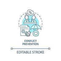 Conflict prevention turquoise concept icon. National safety and community security abstract idea thin line illustration. Isolated outline drawing. Editable stroke. vector