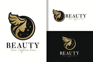 Beauty women unique feminine gold logo design template vector
