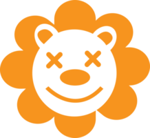 design de sinal de ilustração de ícone de emoção de leão fofo