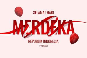 texto de indonesia decorado con banderas y globos vector