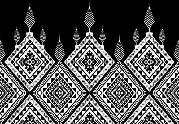 Ethnic seamless pattern traditional geometric black and white. Design for background,carpet,wallpaper,clothing,wrapping,batic,fabric,vector illustraion.embroidery style.