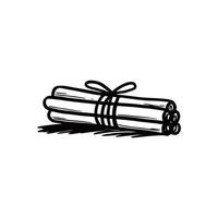 Hand drawn cinnamon stick roll. vector