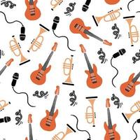 seamless pattern of musical instrument vector