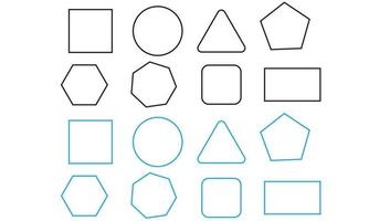 2d geometric shapes math elements black and blue outline stoke vector