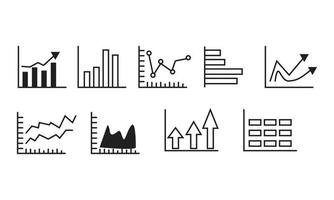 set of growth graph chart with arrow statistics vector