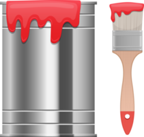 Paint brush and can clipart design illustration png