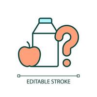 Food shortage RGB color icon. Food insecurity. Lack of sustenance and nutrition. Milk and apple. Isolated vector illustration. Simple filled line drawing. Editable stroke