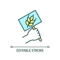 Food justice protest RGB color icon. Equal food access. Nutrition availability activism. Combat hunger. Isolated vector illustration. Simple filled line drawing. Editable stroke