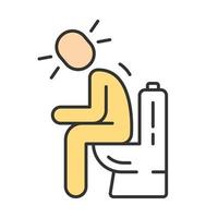 Diarrhea, constipation color icon. Allergy, food poisoning symptom. Digestive system problem. Upset stomach, indigestion. Rotaviral enteritis. Person sitting on toilet. Isolated vector illustration