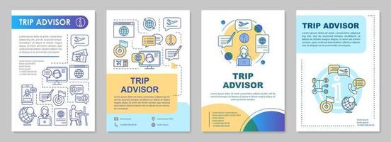 Trip advisor brochure template layout. Travel agency. Trip planning. Flyer, booklet, leaflet print design, linear illustrations. Vector page layouts for magazines, annual reports, advertising posters