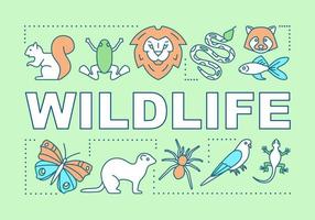 Wildlife word concepts banner. Travel experience. Wild animals observation. Jungle trip. National parks. Presentation, website. Isolated lettering typography idea, icon. Vector outline illustration