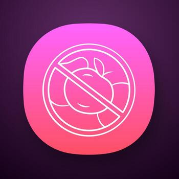 No fruit diet app icon. High fiber and vitamin containing product. UI UX user interface. Fructose and glucose free dietary food. Web or mobile application. Keto diet vector isolated illustration