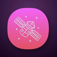 Satellite app icon. Sputnik. Artificial object in orbit. Space probe. Space telescope. GPS navigation. UI UX user interface. Web or mobile application. Vector isolated illustration