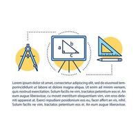 Geometry lesson article page vector template. School subject, mathematics. Brochure, booklet design element with linear icons and text boxes. Print design. Concept illustrations with text space