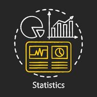 Statistics study, scientific research chalk concept icon. Chart, rising graphs thin line art idea. Analytics, metrics tools, data visualization, infographics. Vector isolated chalkboard illustration