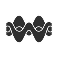 Overlapping waves glyph icon. Silhouette symbol. Abstract energy, synergy waveform. Fluid, organic waves, soundwaves. Vibration amplitude, level curves. Negative space. Vector isolated illustration