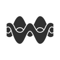 Overlapping waves glyph icon. Silhouette symbol. Abstract energy, synergy waveform. Fluid, organic waves, soundwaves. Vibration amplitude, level curves. Negative space. Vector isolated illustration