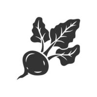 icono de glifo de remolacha. planta de agricultura. ingrediente de sopa. vitamina y dieta. alimentos orgánicos. comida sana. nutrición vegetariana. granja de hortalizas. símbolo de la silueta. espacio negativo. ilustración vectorial aislada vector