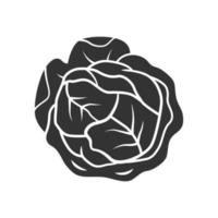 Cabbage glyph icon. Vegetable. Agriculture plant. Salad ingredient. Diet and nutrition. Healthy food. Vegetarian food. Vegetable farm. Silhouette symbol. Negative space. Vector isolated illustration