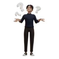 Male character confused, 3d Illustration png