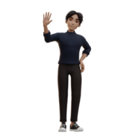 männlicher Charakter winkt mit den Händen, 3D-Illustration png