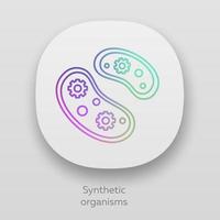 icono de la aplicación de organismos sintéticos. bacterias de ingeniería. organismos unicelulares. protozoos biotecnología. bioingeniería interfaz de usuario ui ux. aplicaciones web o móviles. Ilustraciones de vectores aislados