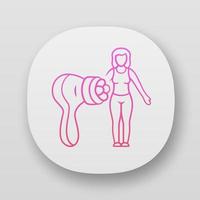 Body massager app icon. Anticellulite massage. Beauty instrument. Body shaping. Figure correction. Beauty device for home use. UI UX user interface. Web applications. Vector isolated illustrations