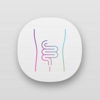 Healthy intestine app icon. Human organ in good health. People wellness. Functioning digestive system. UI UX user interface. Web or mobile applications. Vector isolated illustrations