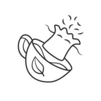 icono lineal de bolsa de té reutilizable. Contenedor de basura cero para infusión de té. bolsas de papel desechables para infusión de hierbas. ilustración de línea delgada. símbolo de contorno dibujo de contorno aislado vectorial. trazo editable vector