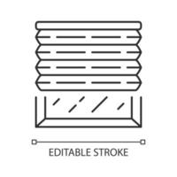 Pleated blinds linear icon. Cellular shades. Window blinds. Roller shutters, jalousie. Home decor shop. Thin line illustration. Contour symbol. Vector isolated outline drawing. Editable stroke