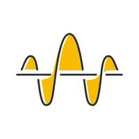 Soundwave color icon. Function and axis. Music rhythm frequency. Digital yellow sound, audio wave. Voice recording, radio signal sign. Vibration amplitude level. Isolated vector illustration