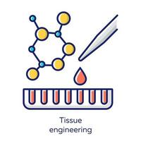 Tissue engineering white color icon. Combining cells and molecules into functional tissues. Repair damaged human organs. Regenerative medicine. Bioengineering. Isolated vector illustration