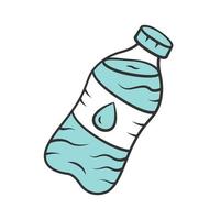 Mineral water color icon. Clean potable drinking water. Plastic bottle with label. Non-alcoholic refreshment drink. Non carbonated, sparkling beverage. Isolated vector illustration