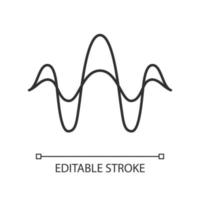 Abstract overlapping waves linear icon. Thin line illustration. Sound, audio, music rhythm wavy line. Vibration, noise amplitude level. Contour symbol. Vector isolated outline drawing. Editable stroke