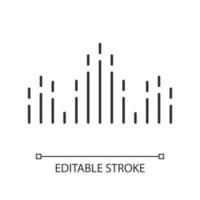 DJ soundwave linear icon. Thin line illustration. Audio, sound wave. Music rhythm. Disco, party modern design. Sound volume, equalizer. Contour symbol. Vector isolated outline drawing. Editable stroke