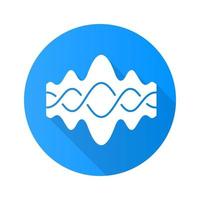 Abstract fluid overlapping waves blue flat design long shadow glyph icon. Music, melody rhythm. Digital soundwave, flowing waveform. Sound volume, dj equalizer curve. Vector silhouette illustration