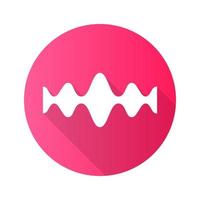 Fluid wave pink flat design long shadow glyph icon. Flowing wavy lines. Music rhythm, soundwave. Equalizer, sound volume level abstract curve. Audio, stereo frequency. Vector silhouette illustration