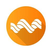 Sound spiral wave orange flat design long shadow glyph icon. Music rhythm, audio curled soundwave. Wavy line. Spectrum, vibration, noise curve. Digital waveform. Vector silhouette illustration