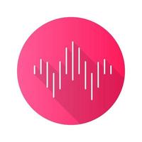 Dj sound wave pink flat design long shadow glyph icon. Soundtrack playing abstract form. Song, melody, music track soundwave. Audio geometric waveform. Stereo frequency. Vector silhouette illustration