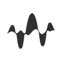 curvas superpuestas, icono de glifo de ondas. símbolo de la silueta. vibración, nivel de amplitud de ruido. música, frecuencia estéreo. audio, ondas sonoras digitales, banda sonora. espacio negativo. ilustración vectorial aislada vector